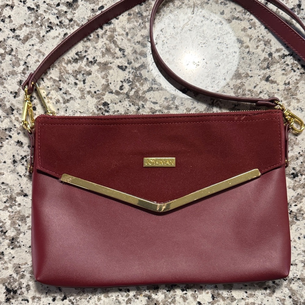 Joy & Iman Burgundy Crossbody Bag with Gold Accents